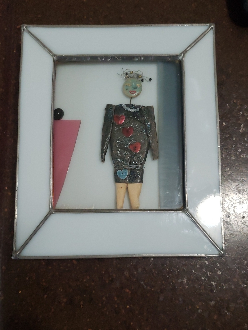 Janice Moorehead -Girl In Glass Medium: Glass Wall HangingSize: 6”x7”, Framed